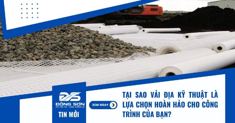 Vải địa kỹ thuật gia cường được sử dụng để gia cố nền đất yếu dưới lớp đá dăm cho tuyến đường sắt, giúp ổn định và phân tán tải trọng, ngăn ngừa lún và biến dạng của đường ray.